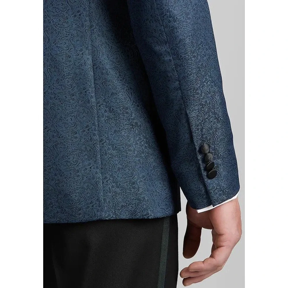 Jos A. Bank Men's Paisley Formal Dinner‎ Jacket Blazer 44L Blue Teal C060438